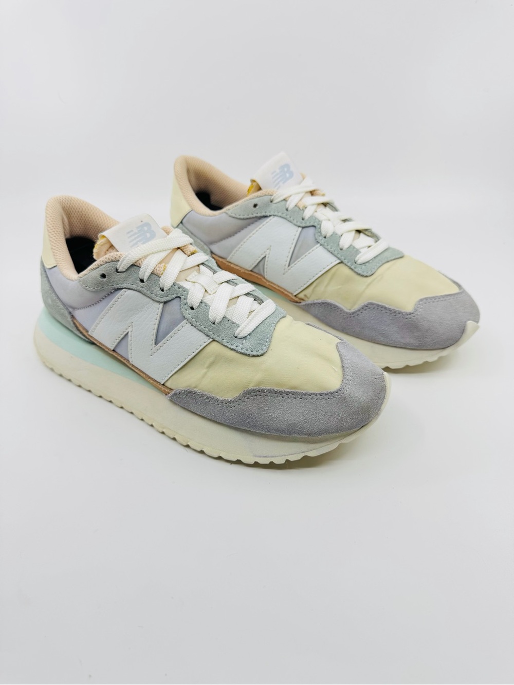 New Balance 237 Womens Pastel Grey Yellow Peach Sneakers WS237PC Size 8